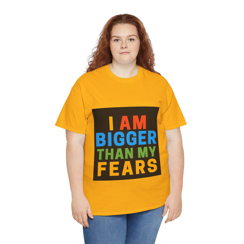 Inspirational Tee – “I Am Bigger Than My Fears” Motivational Cotton T‑Shirt (Everyday Healing)