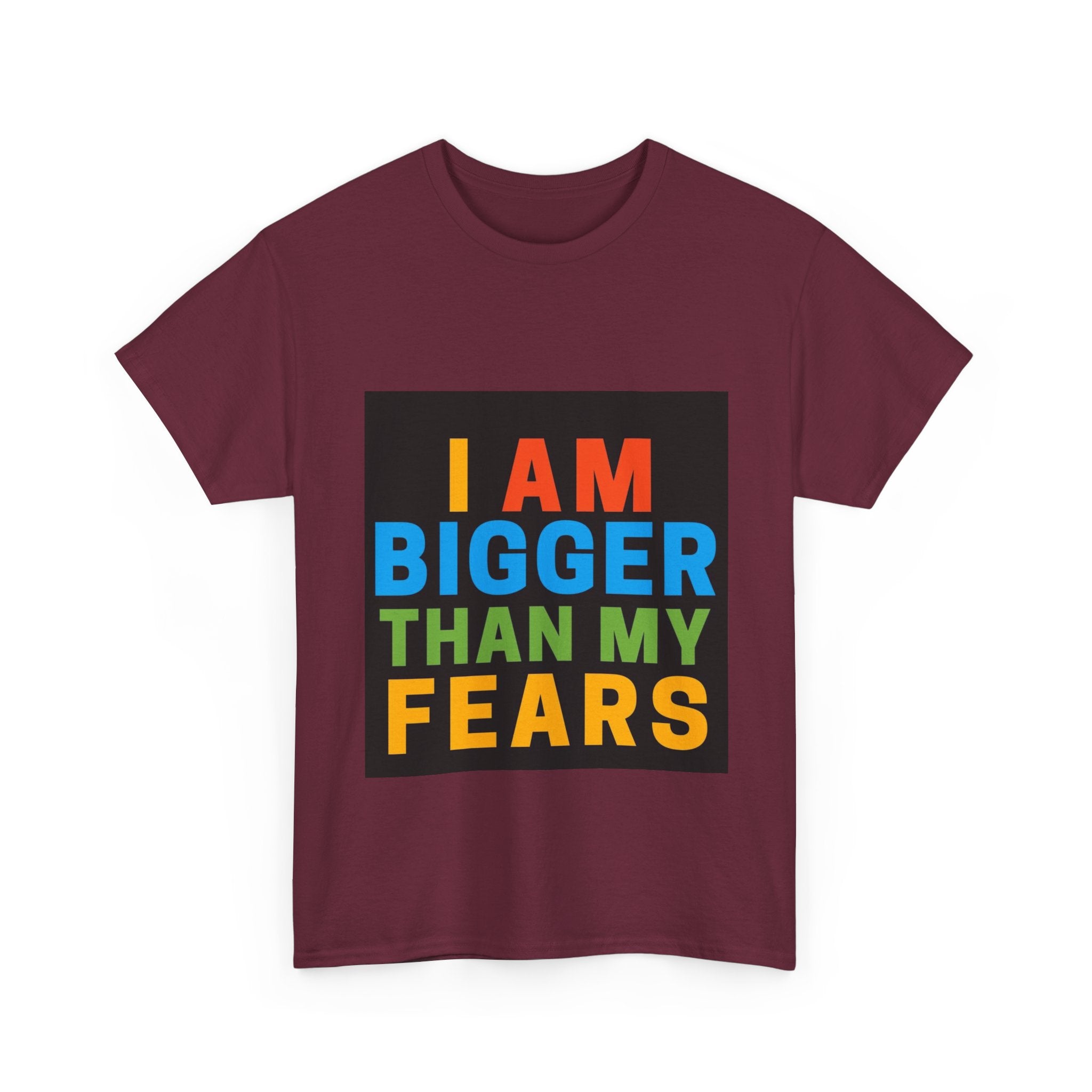 Inspirational Tee – “I Am Bigger Than My Fears” Motivational Cotton T‑Shirt (Everyday Healing)