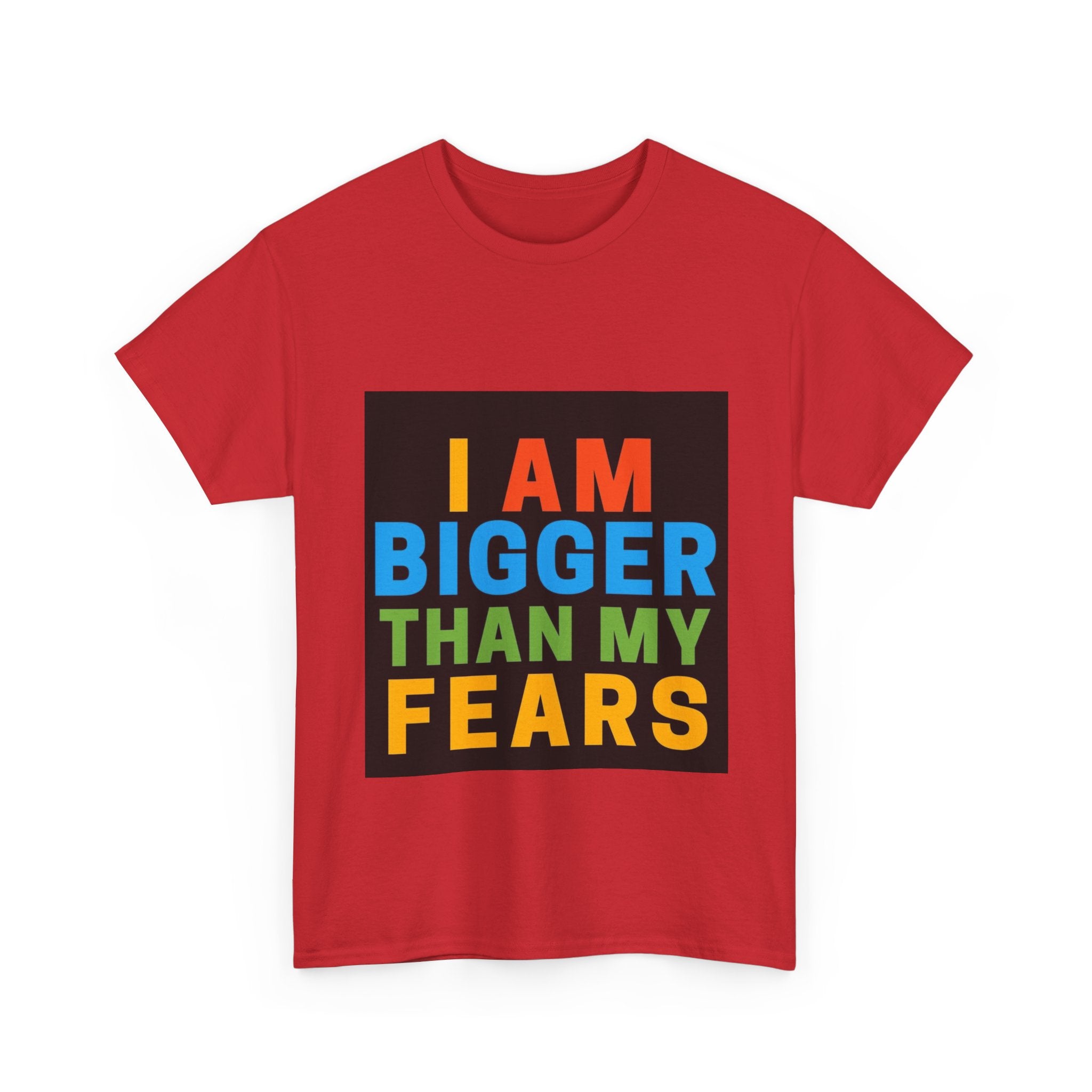 Inspirational Tee – “I Am Bigger Than My Fears” Motivational Cotton T‑Shirt (Everyday Healing)
