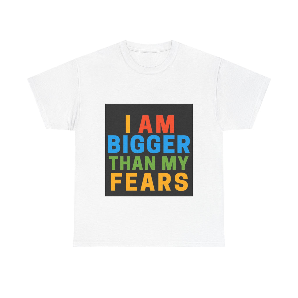 Inspirational Tee – “I Am Bigger Than My Fears” Motivational Cotton T‑Shirt (Everyday Healing)