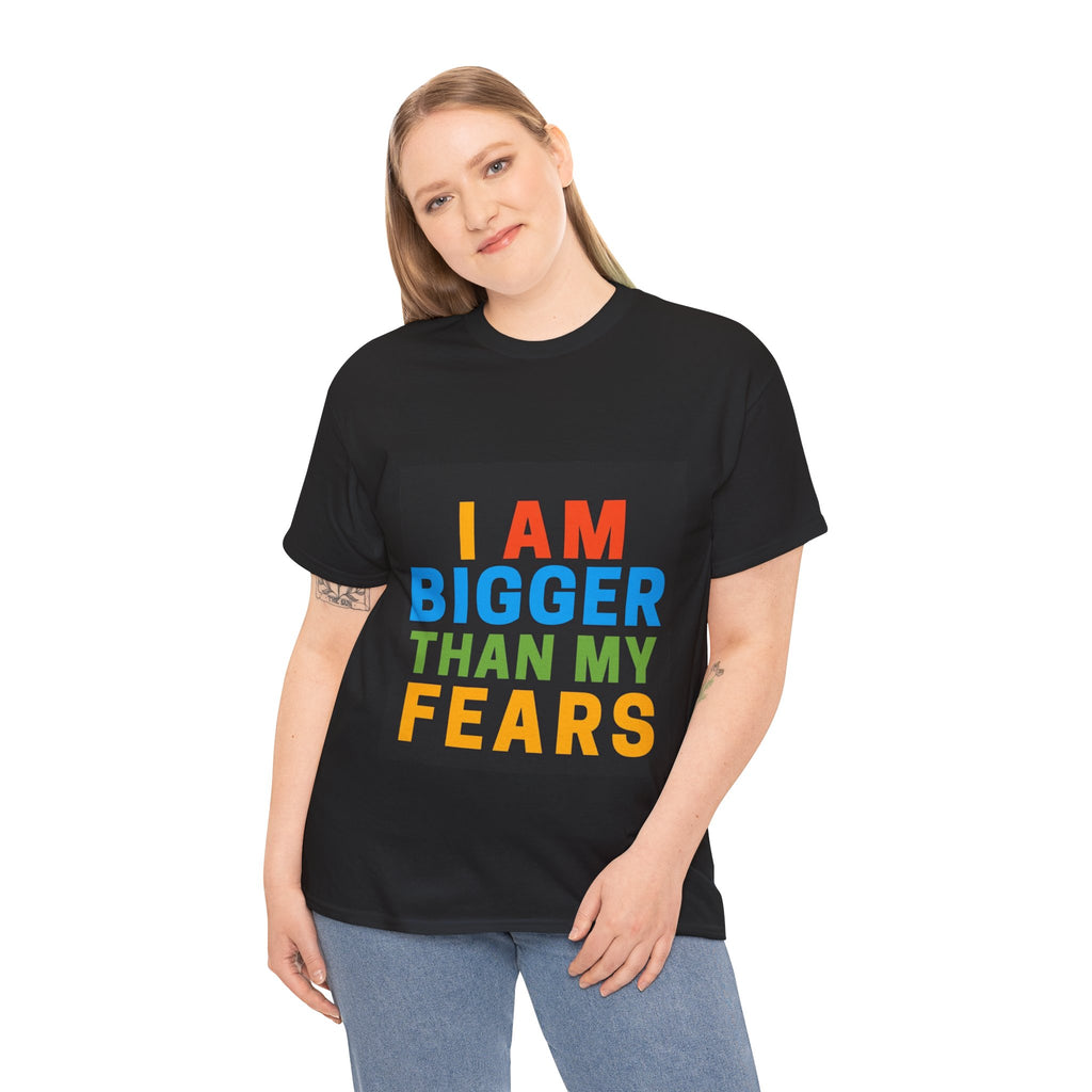 Inspirational Tee – “I Am Bigger Than My Fears” Motivational Cotton T‑Shirt (Everyday Healing)