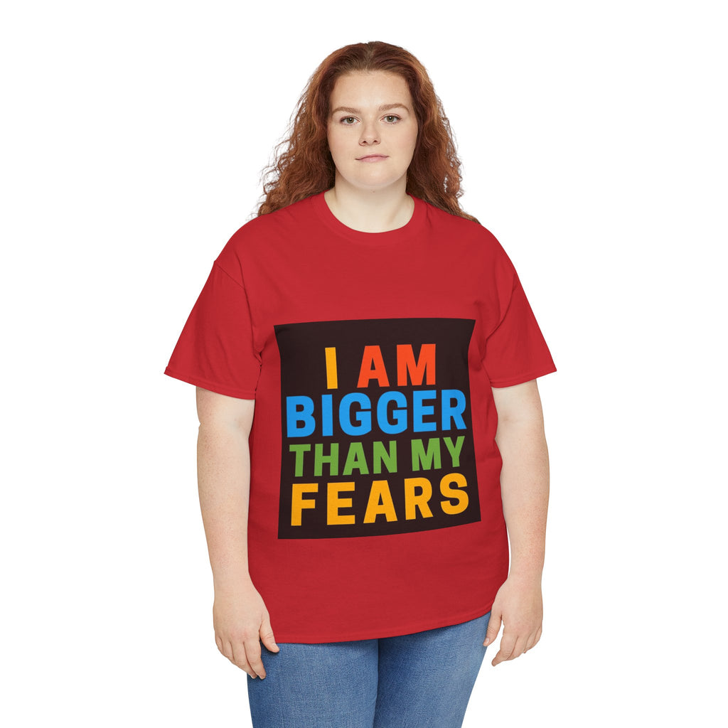 Inspirational Tee – “I Am Bigger Than My Fears” Motivational Cotton T‑Shirt (Everyday Healing)