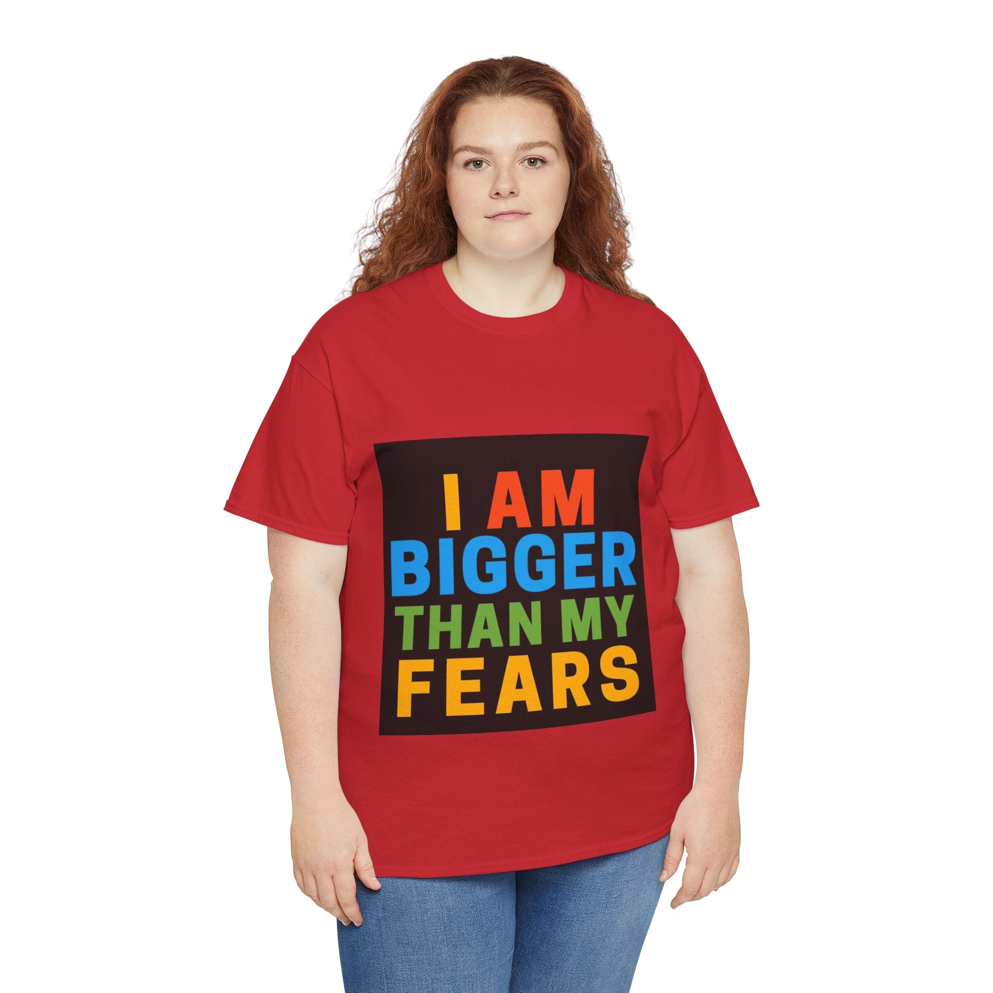 Inspirational Tee – “I Am Bigger Than My Fears” Motivational Cotton T‑Shirt (Everyday Healing)