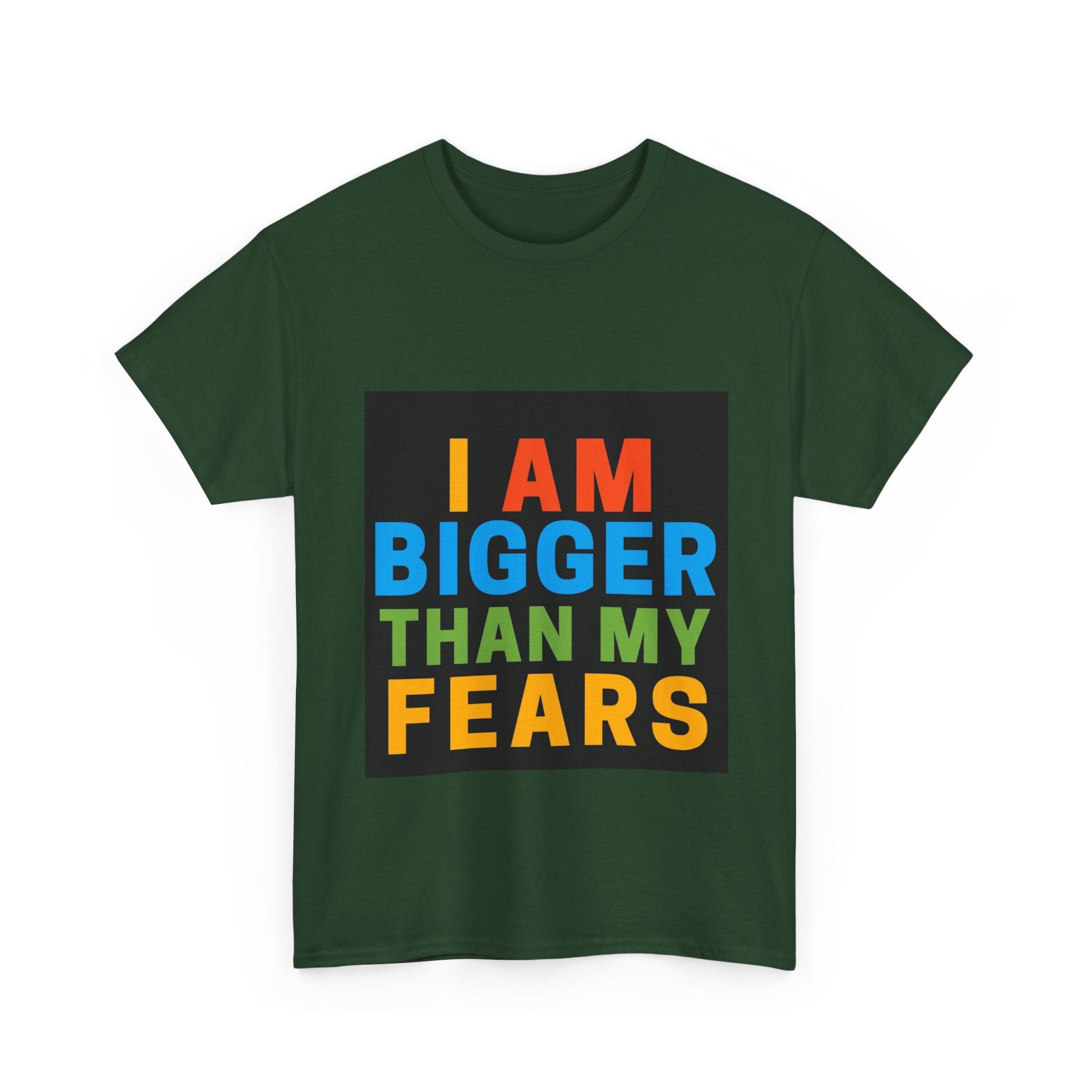 Inspirational Tee – “I Am Bigger Than My Fears” Motivational Cotton T‑Shirt (Everyday Healing)