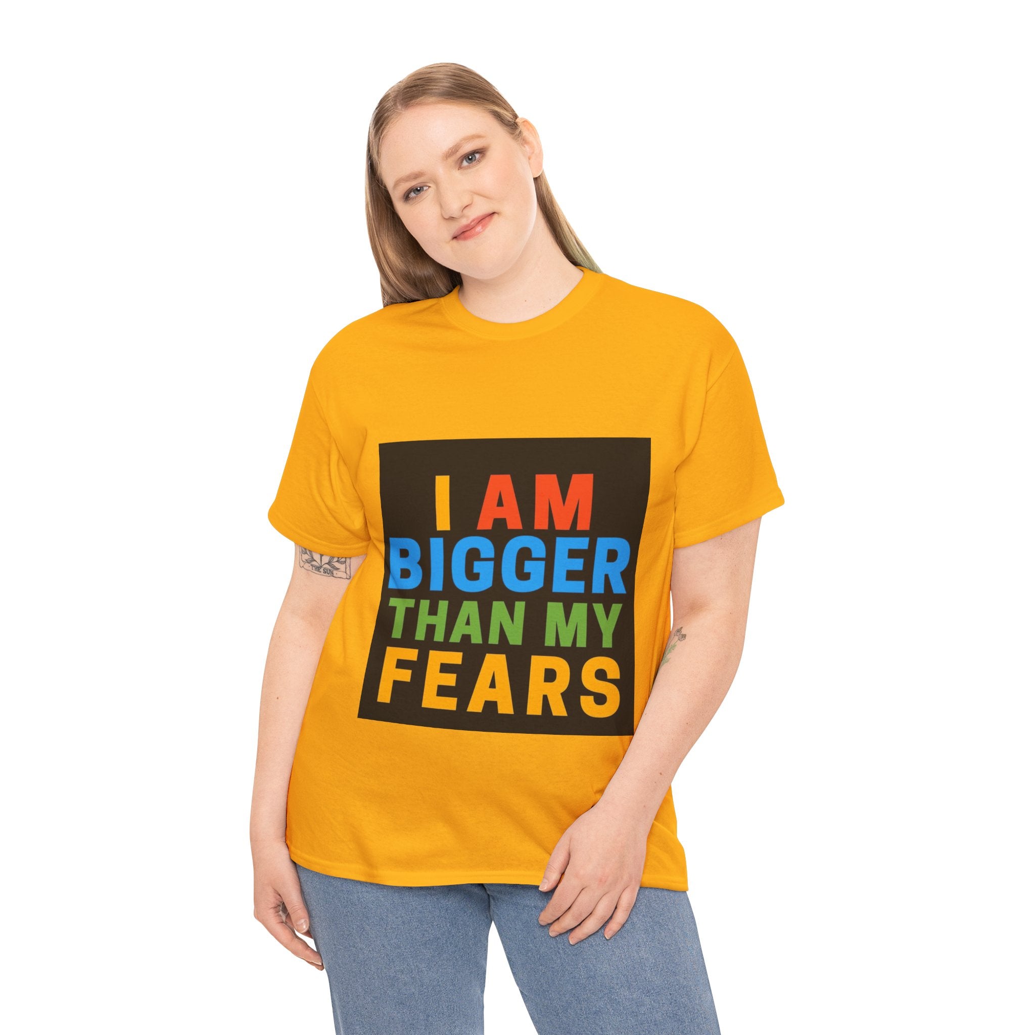 Inspirational Tee – “I Am Bigger Than My Fears” Motivational Cotton T‑Shirt (Everyday Healing)
