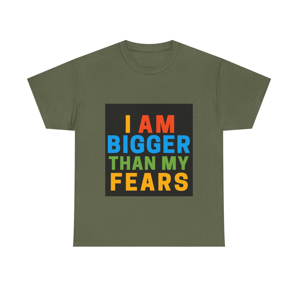 Inspirational Tee – “I Am Bigger Than My Fears” Motivational Cotton T‑Shirt (Everyday Healing)