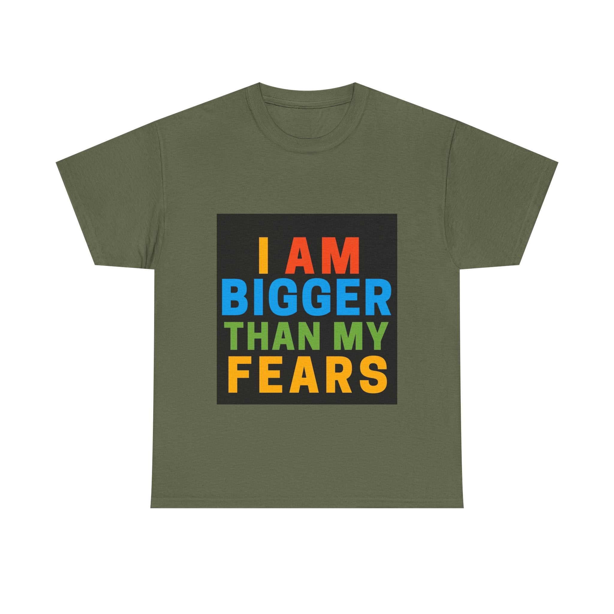Inspirational Tee – “I Am Bigger Than My Fears” Motivational Cotton T‑Shirt (Everyday Healing)